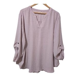 Maurices Lavender Checkered Tunic Blouse - 2XL - 3/4 Sleeve